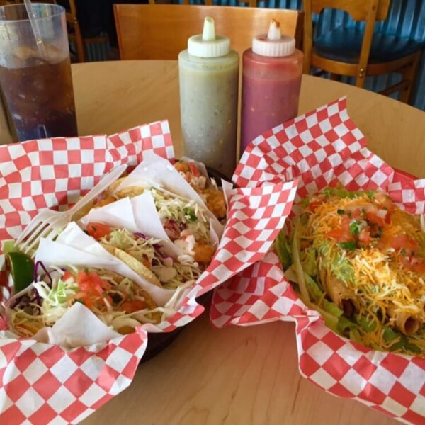 Fish, Garlic Shrimp, and Beef Rolled Tacos